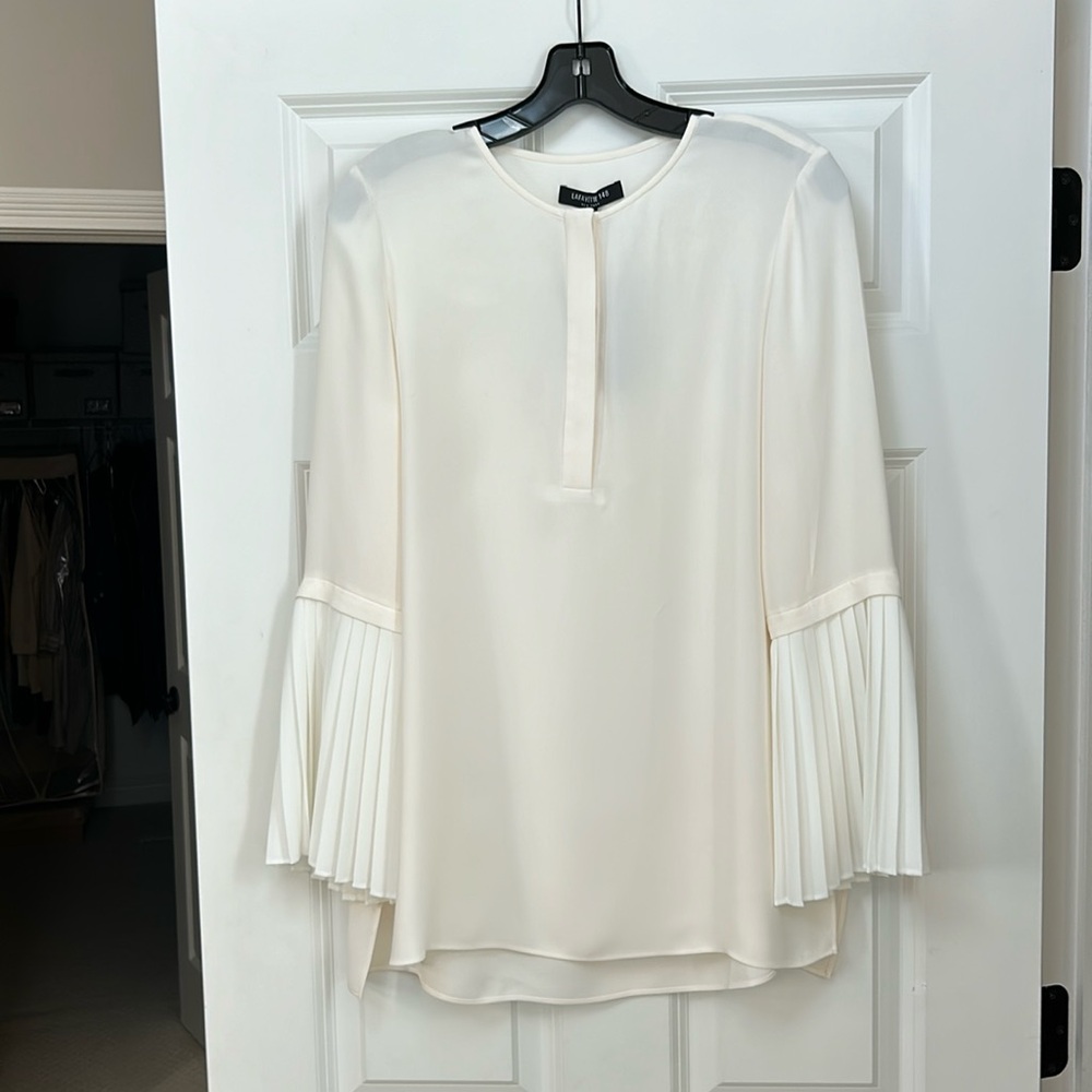 Lafayette 148 New York tunic blouse with pleated sleeves size small